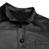 Women's Leather Jacket Autumn 2021 Thin Bomber Jacket Celmia Vintage Long Sleeve Coats Buttons Lapel Casual Solid Work