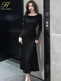 Han Queen New In Dresses Autumn Winter Elegant And Pretty Women's Dresses Work Casual Evening Party Vestidos Female Clothing-Outfit