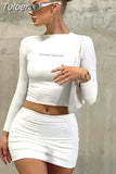 Two Piece Sets Womens Outfits T Shirt Crop Top And Mini Skirt Suit Streetwear Club Party Fit Slim Y2K Fashion Ladies