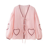 Autumn 2024 New Women's Fashion Casual Contrast Ribbon Plaid Shirt W028 6132-Outfit