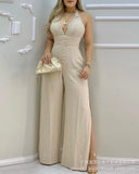 New 2023 Beige Lace Lace Split Jumpsuit-Outfit