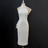 Hanging Neck Sleeveless Bow Sexy Bare Back Dress High-Rise Large Size Dress Dress Dress Dress