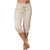 Women's Seven-Cent Pants, Leisure, Slim, High-Waisted Rope Pocket, Sports Pants, Fitness Training, Running Casual Pants-Outfit