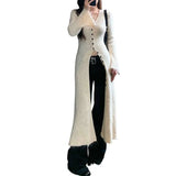 Ins Design Long Sleeve V-Neck Knitted Dress