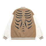 Skeleton Graphic Oversized Varsity Jacket-Outfit