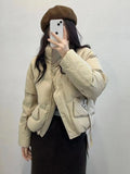 Winter New Standing Collar Down Jacket Female Short Style Casual Fashion Add Thick Small Bread Clothing White Duck Down Coat Tide-Outfit