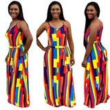 Toloer New Women's Casual Loose Print Cotton Slip Dress-Outfit