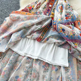 Style Niche Elegant Sleeveless Single Buckle Print Roll Dress Women Fashion Thin