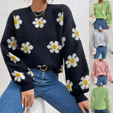 Toloer And Winter New Women's Fashion Sweater Long Sleeve Loose Knit Jumper Round Collar Small Autumn Chrysanthemum Women's Type