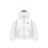 Trendy Double Hat Boomer Design Hooded Zipper Open-Shirt Couple Windproof Street