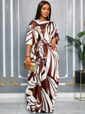 Printed Pantyhose Kit Rope Tie With Loose Blouse And Casual Broad Leg Pants Two-Piece