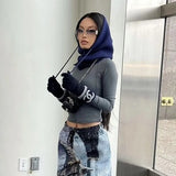 Women Y2K Retro Goth Hooded Scarf Hats Solid Color Knitted Pullover Drawstring Balaclava Winter Warm Hat Beanie Cap-Outfit