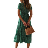Toloer New Wish Burst Square Collar Bubble Sleeve Floral Dress Dress-Outfit