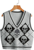 Toloer Sweater Vest Vest Coat Autumn And Winter Women's Wear With Knitted Halloween V-Neck-Outfit