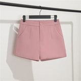 Toloer White Suit Shorts Female Black Summer Thin 2024 New Loose High-Waist A-Line Casual Wide-Leg Hot Pants-Outfit