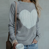And Winter With The New Women's Knitted Shirt Round-Neck Fashion Jacket Love Sweater Women's
