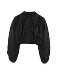2022 Streetwear Women Bomber Jacket Short Coats Long Sleeve Autumn Black Tops Fashion Ladies Baseball Jacket