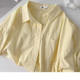 And Autumn Milk Yellow Cotton Polo Collar Sunscreen Shirt Women Loose Long-Sleeved Shirt Jacket Solid Color Air Conditioning Shirt