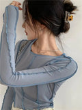 Toloer Sides Wear Bright Line Design Sense Long-Sleeved T-Shirt Bottom Shirt Female Slim And Versatile 2024 Spring New Women's
