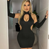 Sleeve Off Shoulder Bodycon Mini Dress for Women Summer Sexy 2022 Cut Out Dresses Party Club Outfits White Clothing