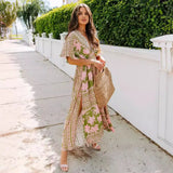 Summer Dress High-Waisted Babes Bat Sleeve V-Neck Print Sexy Women's Dress