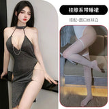 Night Vows Tiffic Lingerie Sexy Passion Student Suit Uniform Seduction Free From Pure Desire Silver Flaky Cheongsam