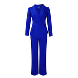 Women's Winter New Fashion Temperament Elegant OL Lotus Side Tops Wide Leg Pants Fashion African