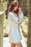 Kaftan Flower Print Neckline And Cuff Long Sleeve