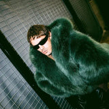 Neon Faux Fur Hooded Coat-Outfit