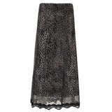 Toloer Wind Leopard Print Stitching Lace Lace Skirt Low Waist Draw Rope Contrast Color A Word Place Middle Skirt-Outfit