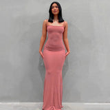 Toloer Women's 2024 Summer New Sexy Sling Waist Show Thin Bag Hip Dress Women's Casual Beach-Outfit