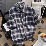 Short-Sleeved Shirt Men's Summer Retro Casual Five-Sleeve Shirt High Street Tide