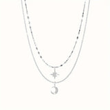 Double layer Sun & Moon Necklace-Outfit