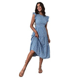 Women Dress Summer 2023 Vintage Print High Waist Beach Long Dress Flying Sleeve Dresses Elegant Casual Vestido De Mujer-Outfit