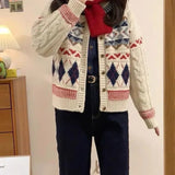 Knitted Design Buttoned Cardigan-Outfit
