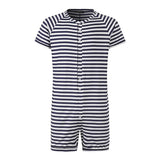 Striped Men Pajamas Playsuit Short Sleeve Button Fitness Homewear Comfortable Shorts Mens Rompers Sleepwear INCERUN S-5XL