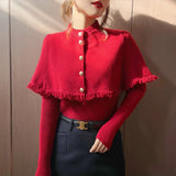 Sweater Jacket Women's Long Sleeve Shawl Two-Piece Set Of 2023 Autumn And Winter New Foreign Style Hit Bottom Soft Waxy Sweater-Outfit