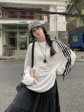 Lace Striped Bow Long Sleeved Top-Outfit