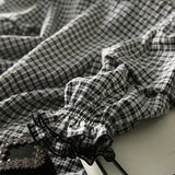 Spring And Summer New Korean Version Of The Fashion Show Thin Black And White Check-Down Bottom Shirt Gas Five-Sleeved Shirt Female