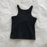 Toloer Cotton Slim Elastic Vest Female Spring And Summer New Pure Color Contracted Inside And Outside The Navel Base Sling-Outfit