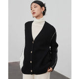 Green Big Size Knitting Cardigan Sweater Loose Fit V-Neck Long Sleeve Women New Fashion Tide Autumn Winter 2022