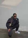 Basic Solid Hooded Tracksuit Set-Outfit