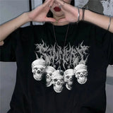 2022 New Butterfly Fairy Print T-Shirt Punk Goth Hip Hop Grunge Rock Y2K Round Neck Casual Summer Coat
