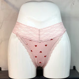 Breathable Cotton Splicing Lace T-Shirts Heart-Shaped Printed Cotton Lace Side Plus-Size Low-Rise T-Sants Ladies