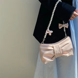 Pearl Bow Aesthetic Shoulder Bag-Outfit