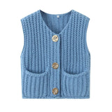 Autumn Street Shirt Fashion Cute Crochet Wool Vest Knitted Thick Knitted Vest Women's
