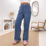 2025 New Love Hook Jeans Women's Casual Wash Straight