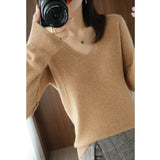 Winter Knitted Pullovers Cashmere Sweater Women V-neck 2022 Soft Knitwear Jumpers Basic Sweaters New Bottoming Tops