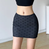 Girls Have A Sexy High Waist And Show A Tight Hip Skirt, Wave Dot, Printed Net, Fashion, Half-Length Skirt, Short Skirt.-Outfit