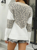 2025 New Colored Knitted Shirt Women's Autumn Winter Leopard Tard New V-Necked